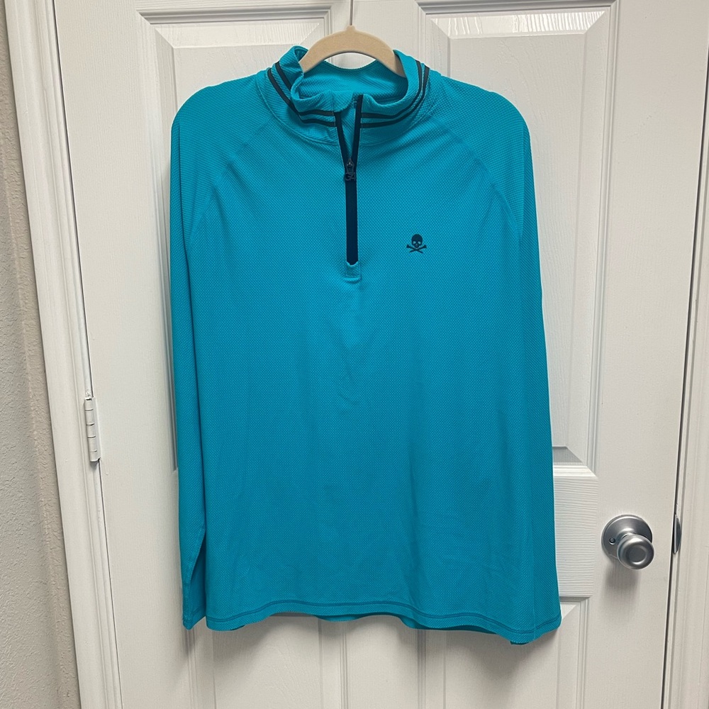 G/FORE Turquoise Quarter Zip Pullover